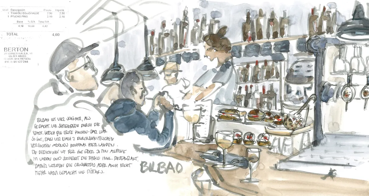 Bilbao – Aquarell & Tusche, Skizzenbuch
