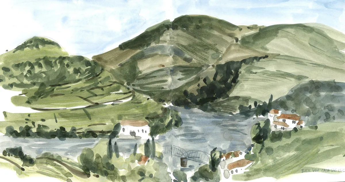 Douro-Tal – Aquarell & Tusche, Skizzenbuch