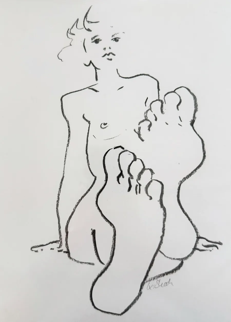 Füsse – Kohle auf Papier
