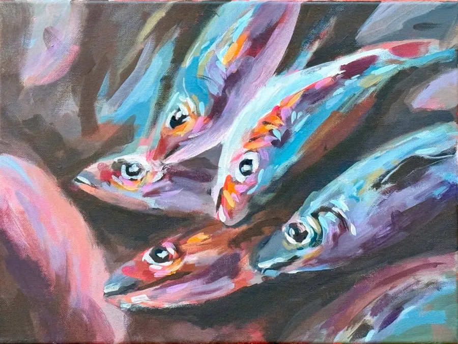 Happy little fish – Acryl auf Leinwand