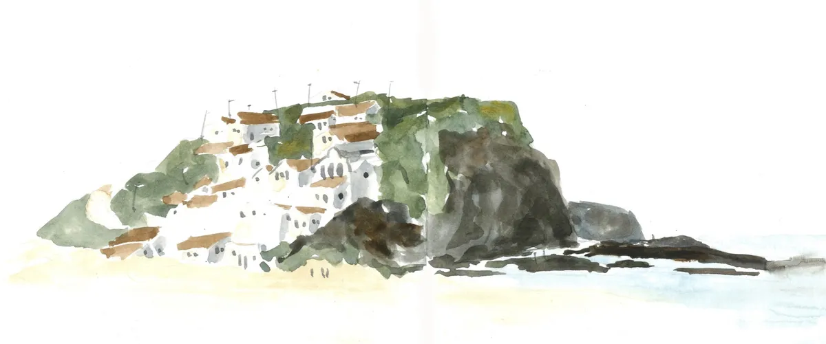 Lieblingsstrand in Portugal – Aquarell, Skizzenbuch