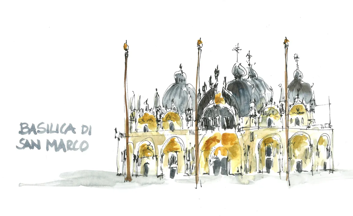 Basilica di San Marco – Aquarell & Tusche, Skizzenbuch
