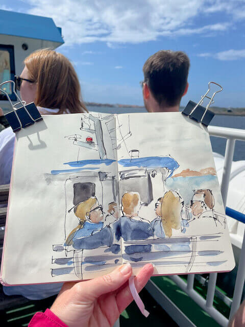 sketching on the ferry